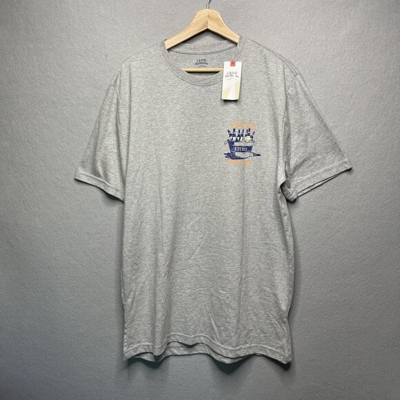 Izod Saltwater Shoreside Brewery Graphic Tee L Heather Grey - Picture 1 of 8